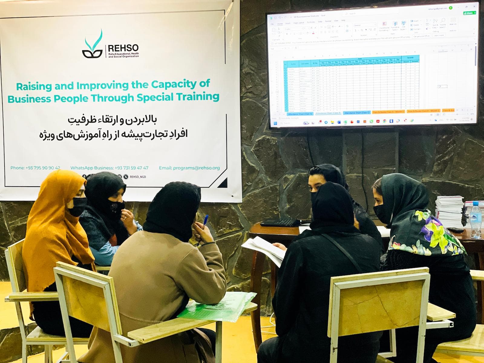 School girls having a meeting